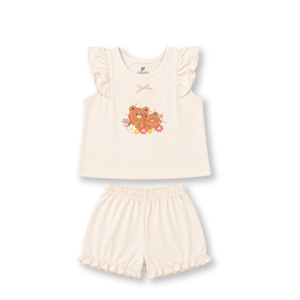 Bộ sát nách bé gái bamboo Lullaby NH710C cánh tiên màu trắng - hồng - AVAKids.com