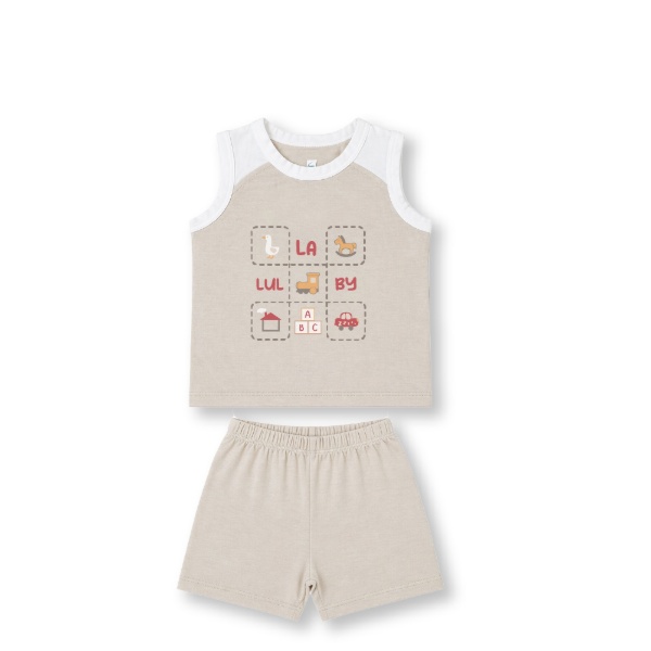 Bộ sát nách bé trai bamboo Lullaby NH711C nâu
