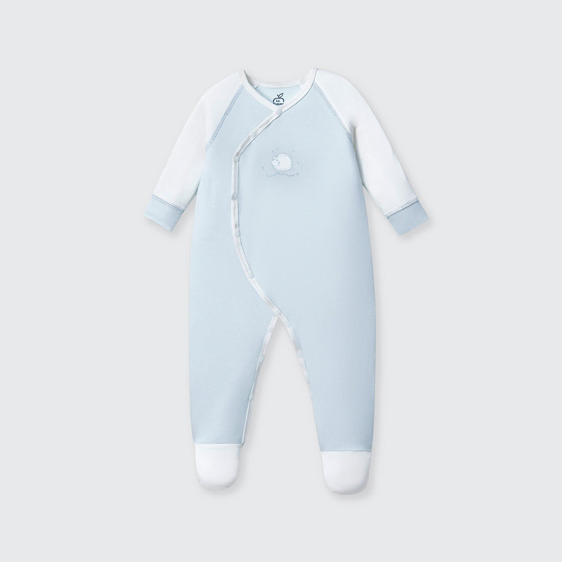 Body dài tay liền tất La Pomme petit cừu bông xanh nhạt 2