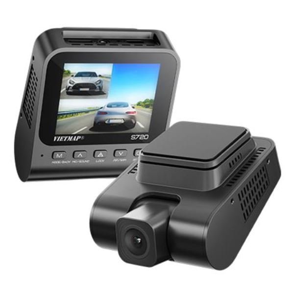 Bộ Camera Hành Trình Xe Hơi Ghi Hình Trước Sau 4K Cảnh Báo Giọng Nói GPS Vietmap S720