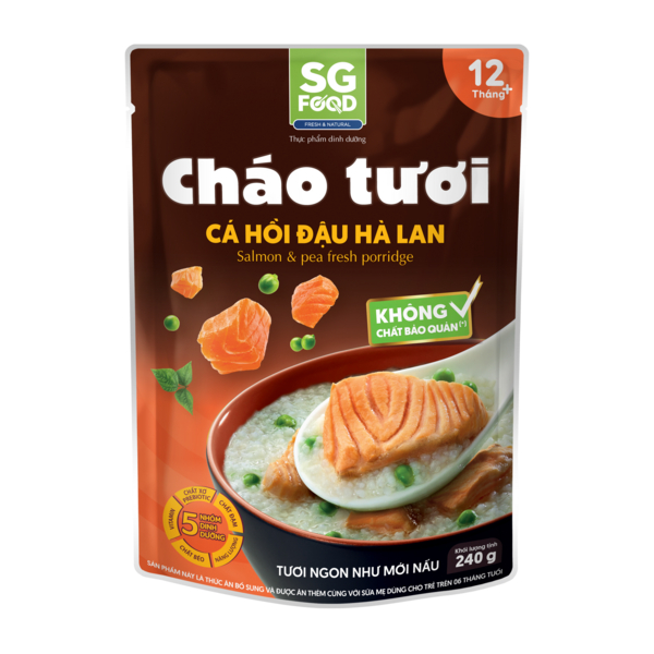 Cháo tươi SG Food vị cá hồi đậu hà lan gói 240g/270g (từ 1 tuổi) - AVAKids.com