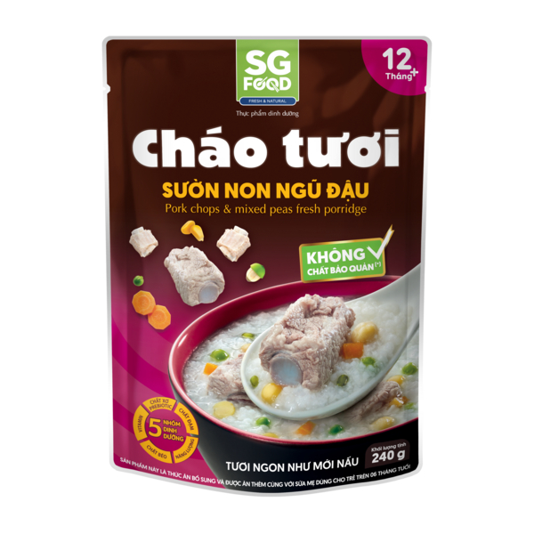 Cháo tươi SG Food vị sườn non ngũ đậu gói 240g/270g (từ 1 tuổi) - AVAKids.com