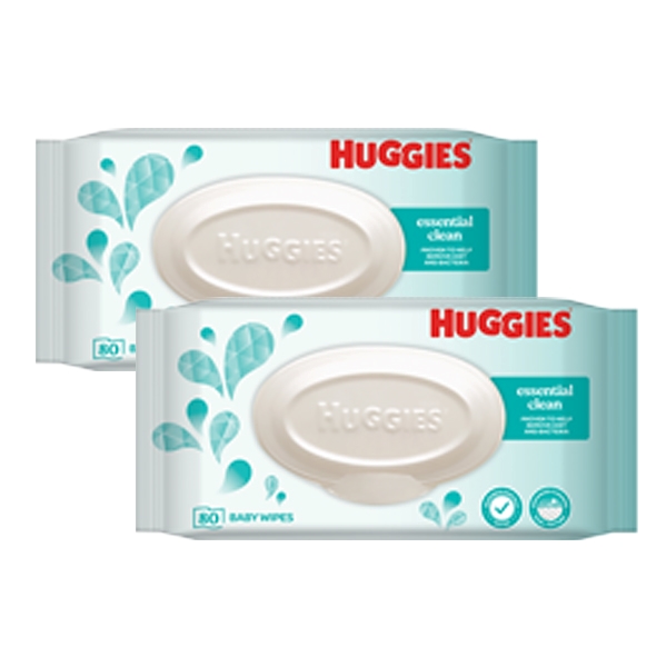 COMBO 2 KHĂN ƯỚT EM BÉ HUGGIES ESSENTIAL 80 MIẾNG - KM - AVAKids.com
