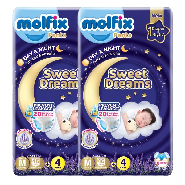 Combo 2 tã quần Molfix Sweet Dreams size L 40 + 4 miếng (9 - 14 kg) - AVAKids.com