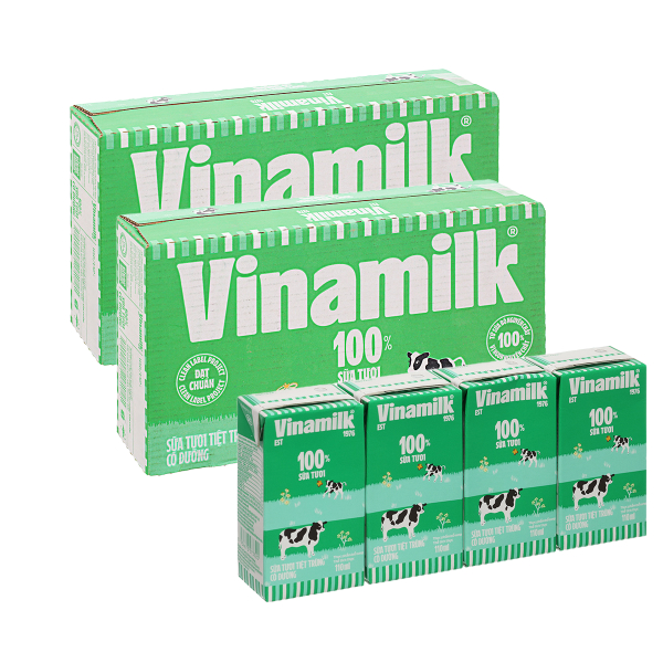 Combo 2 thùng 48 hộp sữa tươi tiệt trùng Vinamilk có đường