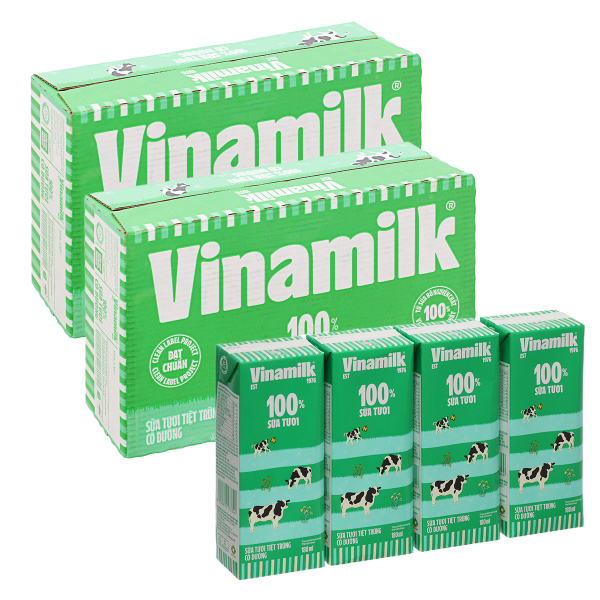 Combo 2 thùng 48 hộp sữa tươi tiệt trùng Vinamilk có đường