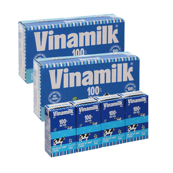 Combo 2 thùng 48 hộp sữa tươi tiệt trùng Vinamilk ít đường