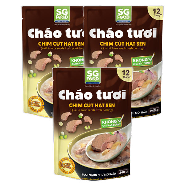 Combo 3 gói cháo tươi SG Food Baby vị chim cút hạt sen