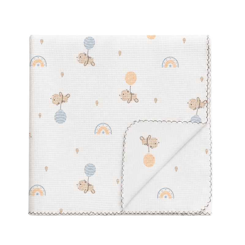 Combo bộ chăn gối waffle cotton Piumie  - Gấu 12