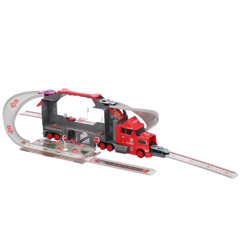 Đồ chơi mô hình bộ xe tải container biến hình đường đua và trạm xe đô thị Six Six Zero 9915 (660-S46) 17