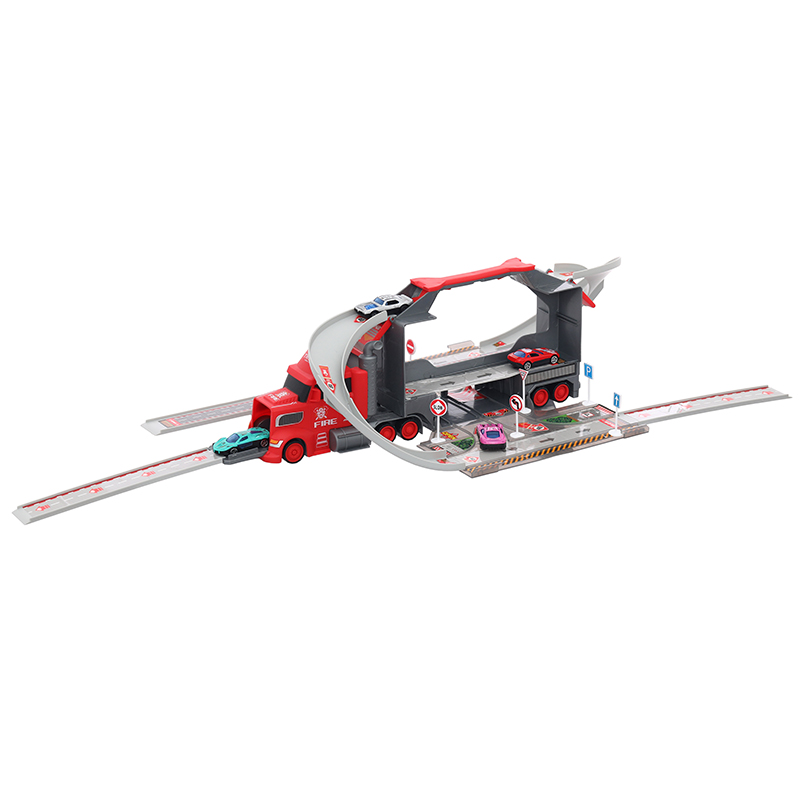 Đồ chơi mô hình bộ xe tải container biến hình đường đua và trạm xe đô thị Six Six Zero 9915 (660-S46) 18