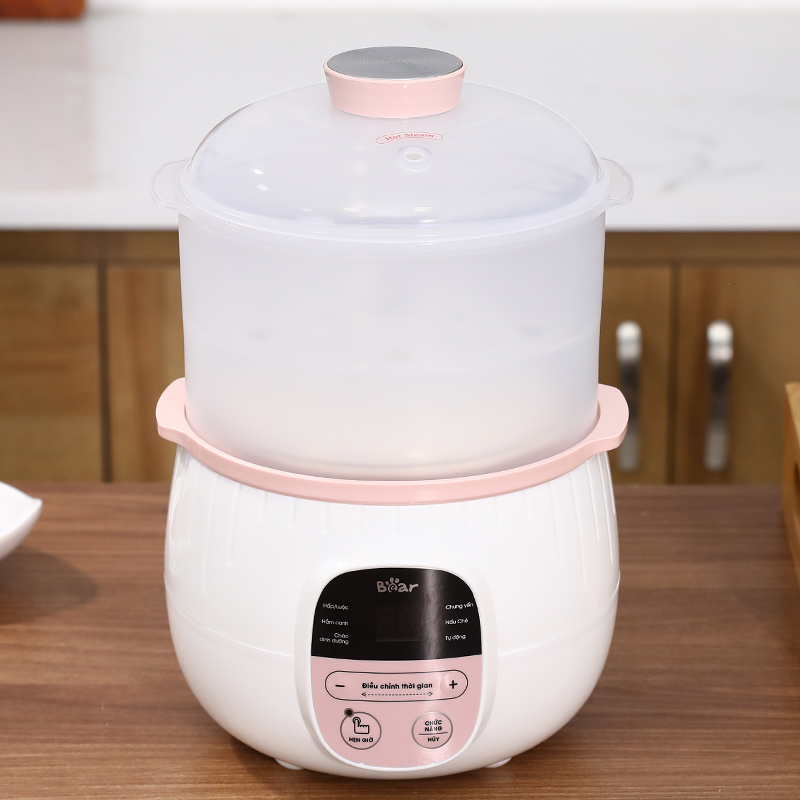 Nồi nấu chậm Bear 0.8 lít SUBE001 - Hồng 2