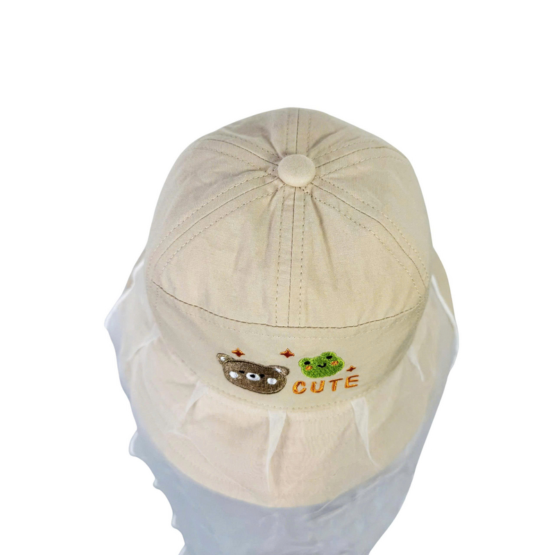 Nón vành cho bé Duy Ngọc 7146 gấu ếch màu kem 4