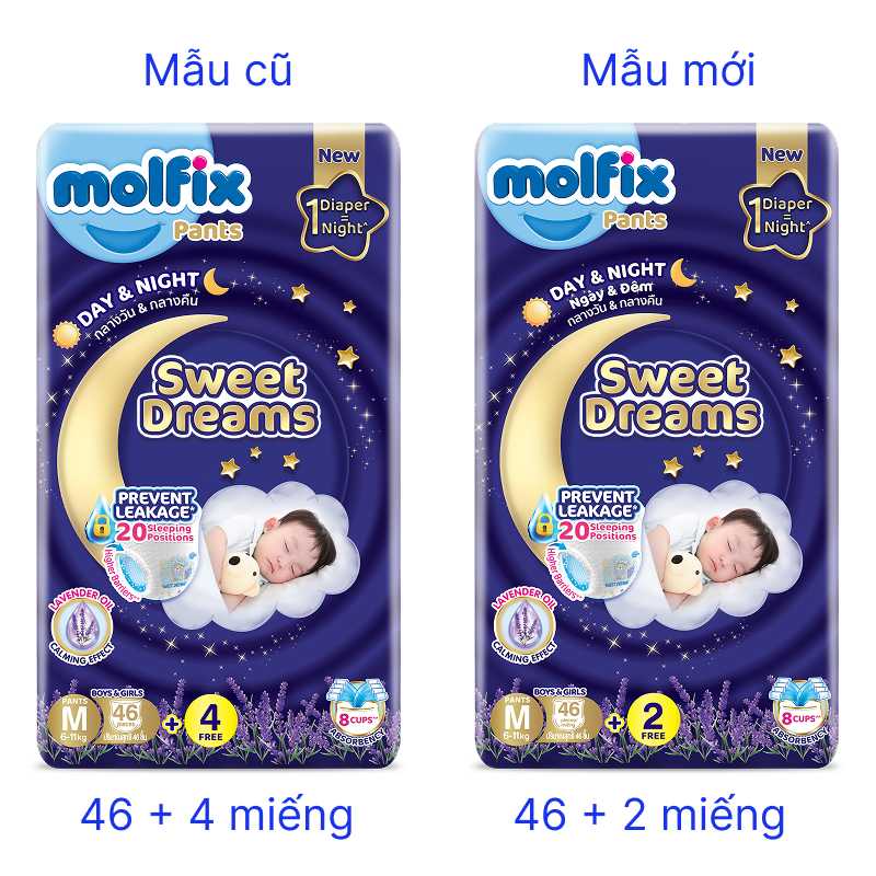 Tã quần Molfix Sweet Dreams size L 40 + 4/+2 miếng (9 - 14 kg) - Giao bao bì cộng miếng ngẫu nhiên 44