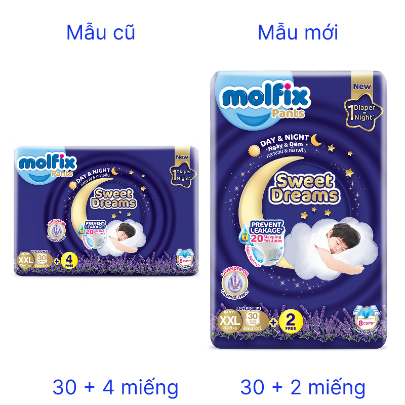 Tã quần Molfix Sweet Dreams size L 40 + 4/+2 miếng (9 - 14 kg) - Giao bao bì cộng miếng ngẫu nhiên 16