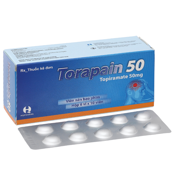 Torapain 50mg H/60V điều trị động kinh cục bộ, dự phòng đau nửa đầu