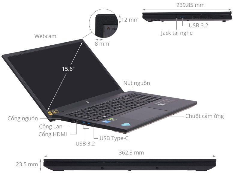 Laptop Acer Gaming Nitro ProPanel ANV15-52-78MD - NH.QZ9SV.007 (Core 7 240H, 16GB, 512GB, RTX 5050 8GB, Full HD 180Hz, Win11)