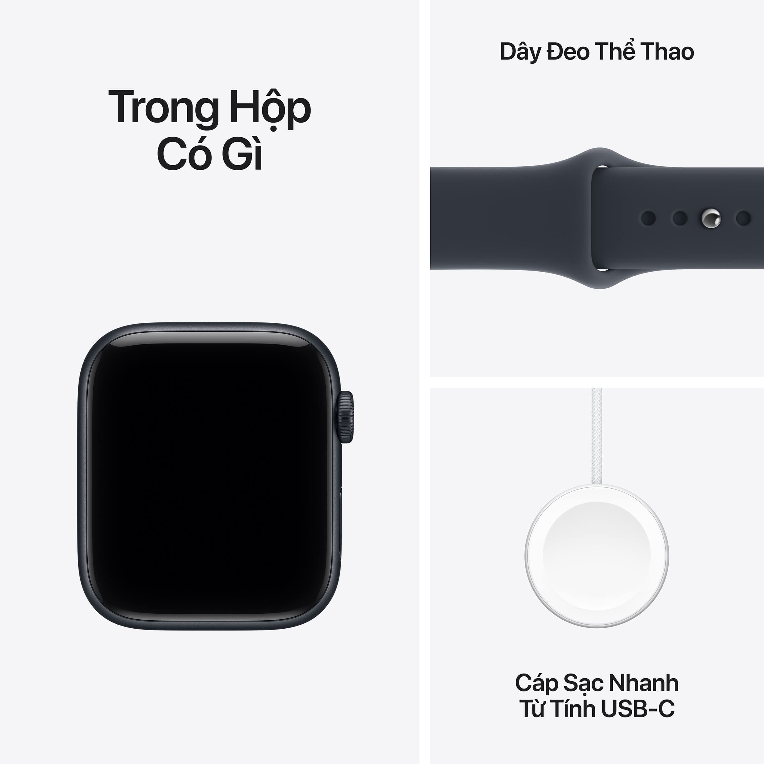 Apple Watch SE 3 GPS 44mm viền nhôm dây thể thao 2026 Ghi đen - 8