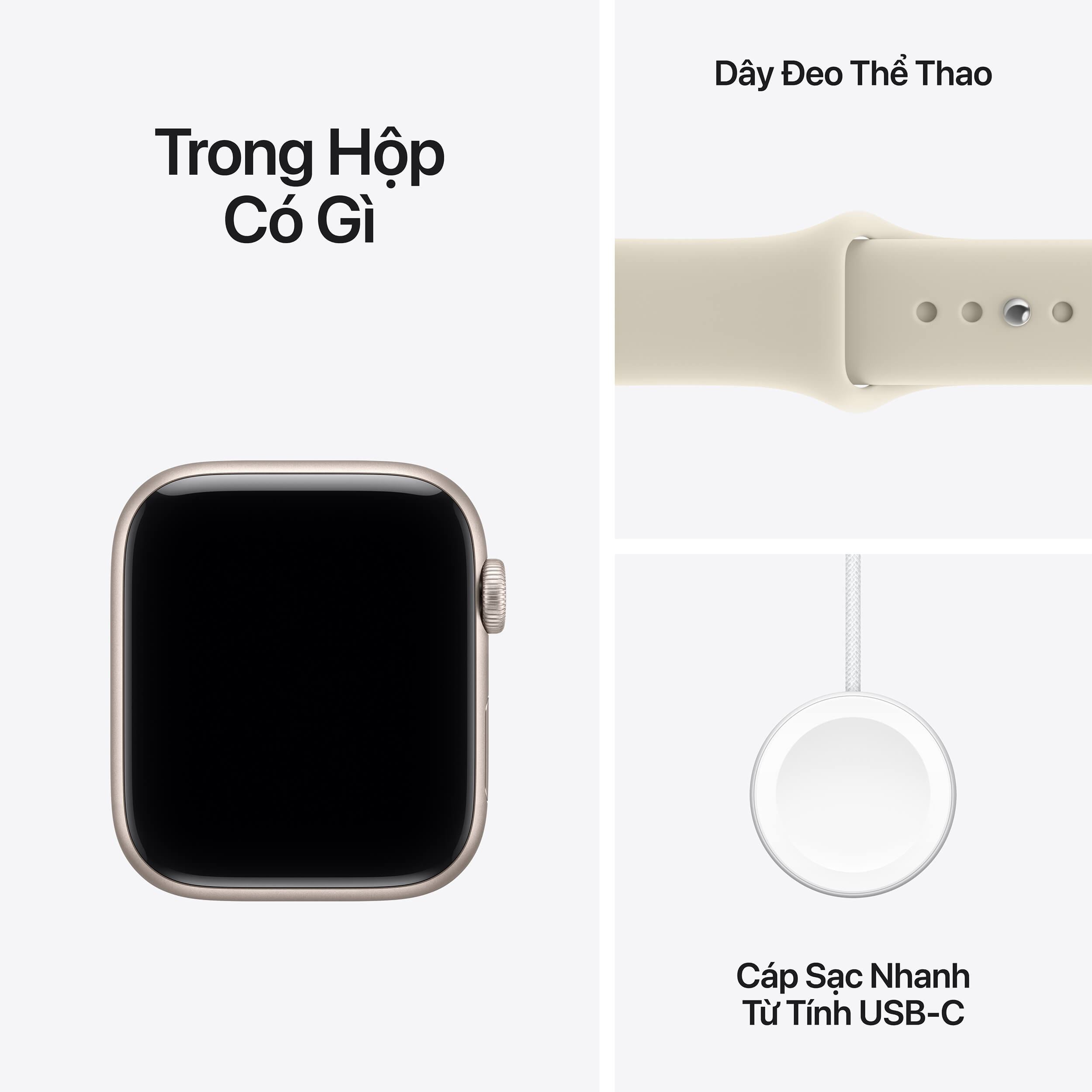 Apple Watch SE 3 GPS 44mm viền nhôm dây thể thao 2026 Vàng đồng - 8