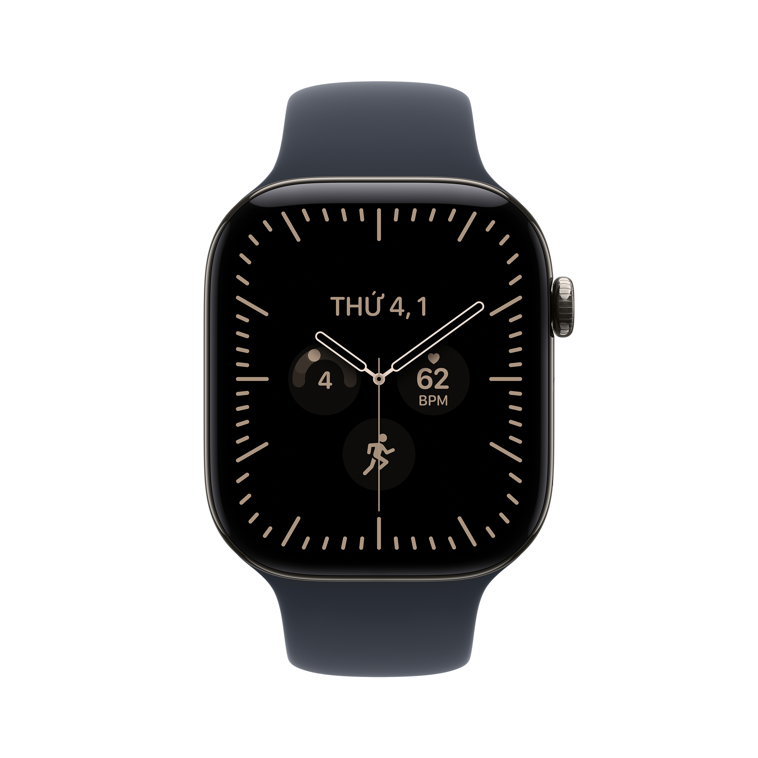 Apple Watch Series 12 GPS + Cellular 42mm viền Titanium dây silicone Xám/Vàng - 2