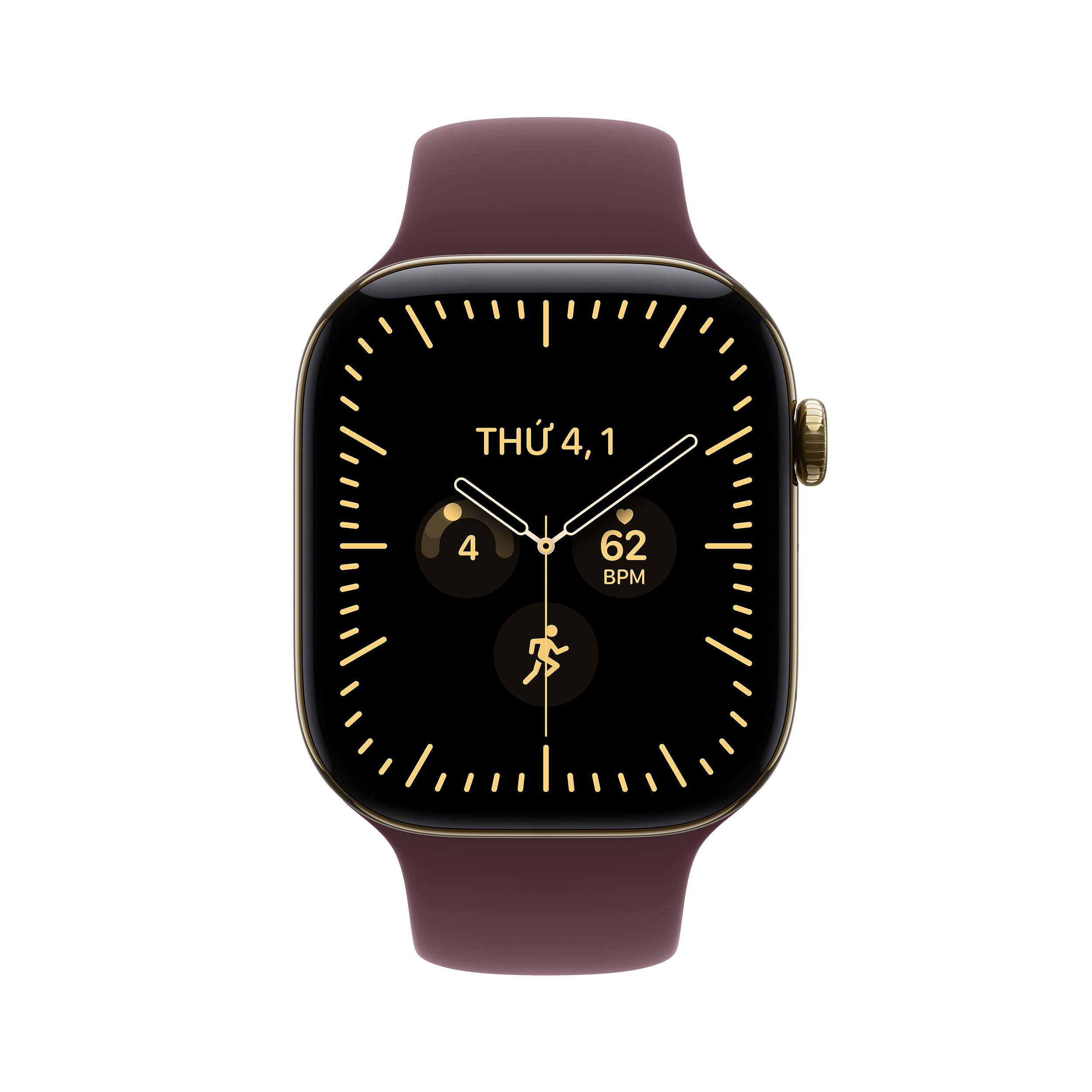 Apple Watch Series 12 GPS + Cellular 42mm viền Titanium dây silicone Vàng - 2