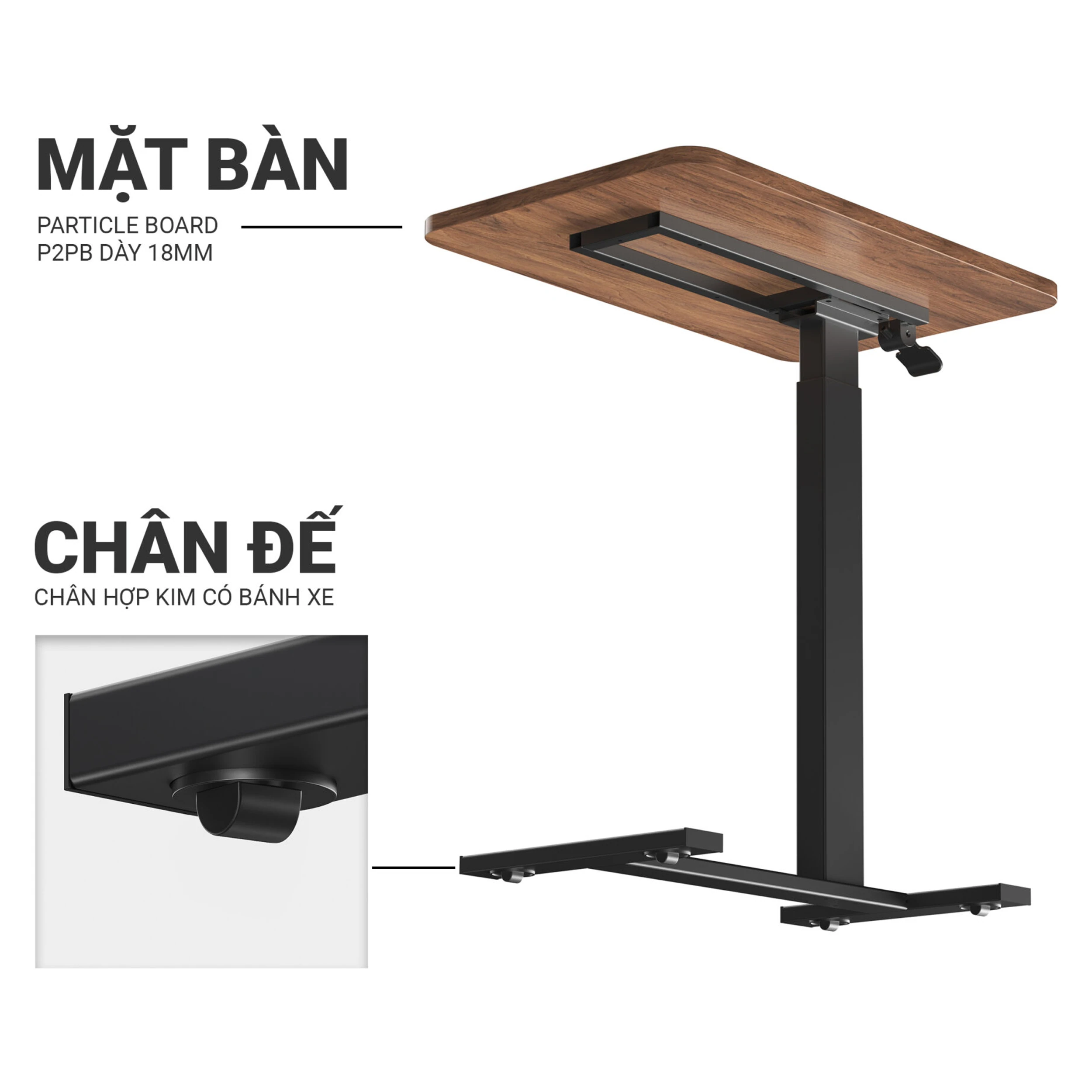 Bàn Workstation Nâng Hạ WARRIOR WWT801 Nâu - 5
