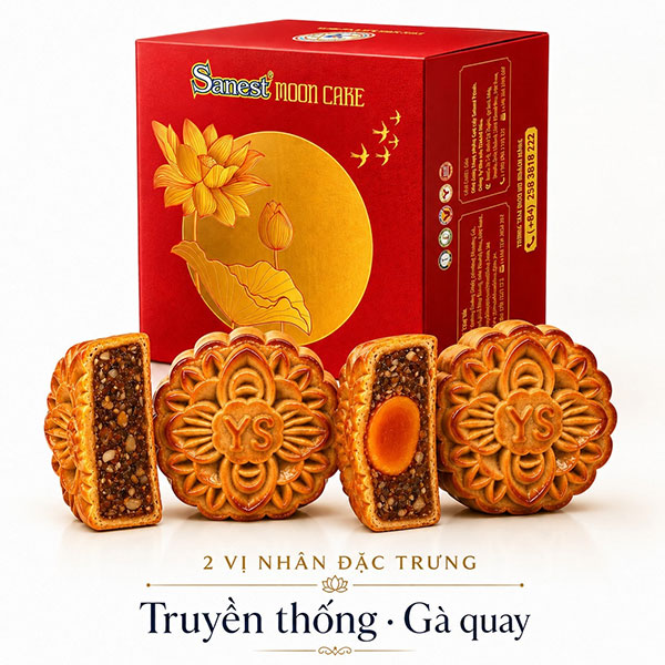 Bánh trung thu Sanest yến sào truyền thống/gà quay thượng hạng 1 trứng 120g - AVAKids.com