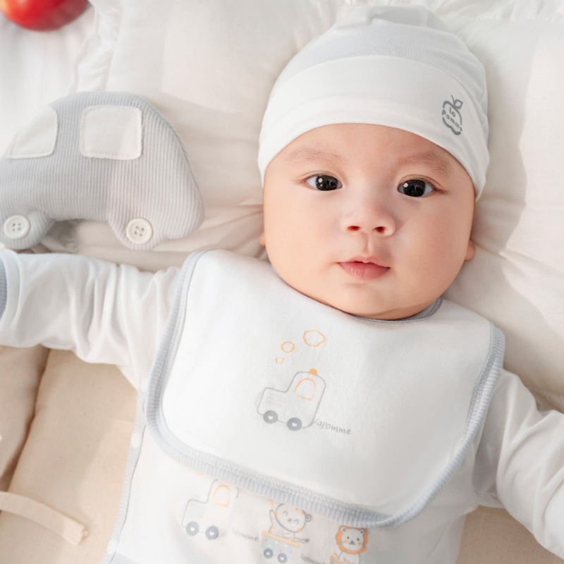 Bộ tay dài La Pomme petit đoàn tàu màu ghi 4