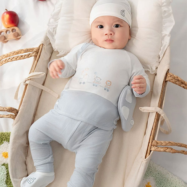 Bộ tay dài La Pomme petit đoàn tàu màu ghi - AVAKids.com