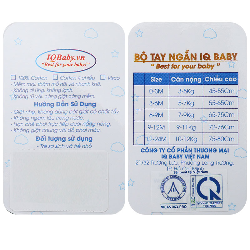 Bộ tay ngắn IQ baby cotton cúc bấm vai in hình màu hồng 11