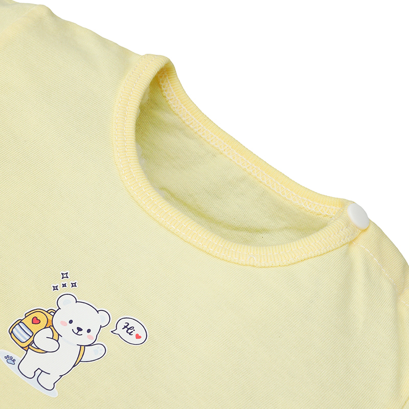 Bộ tay ngắn IQ baby cotton cúc bấm vai in hình màu hồng 16