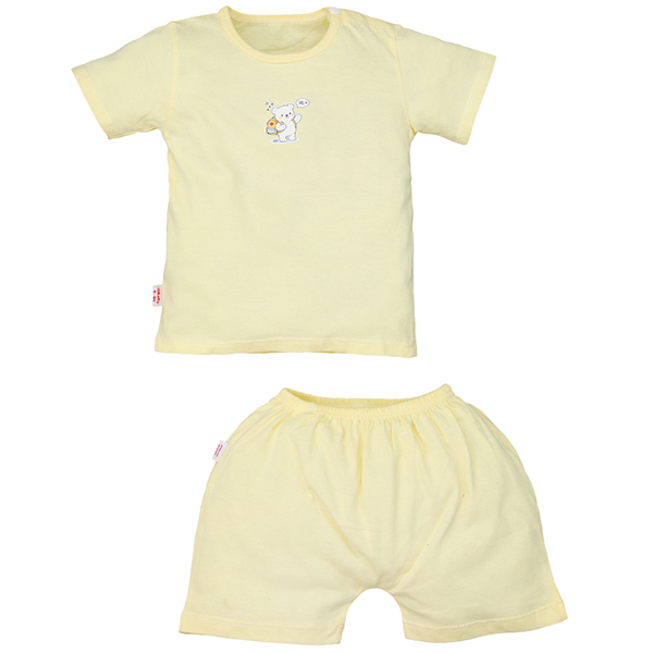 Bộ tay ngắn unisex IQ baby cotton vàng