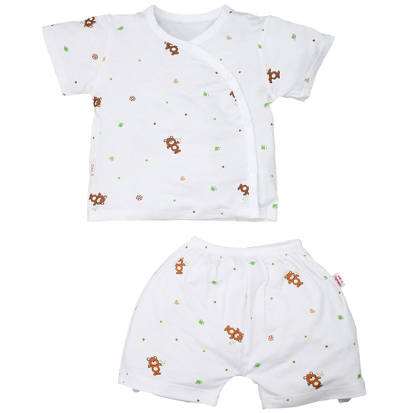 Bộ tay ngắn bé trai IQ baby visco nâu