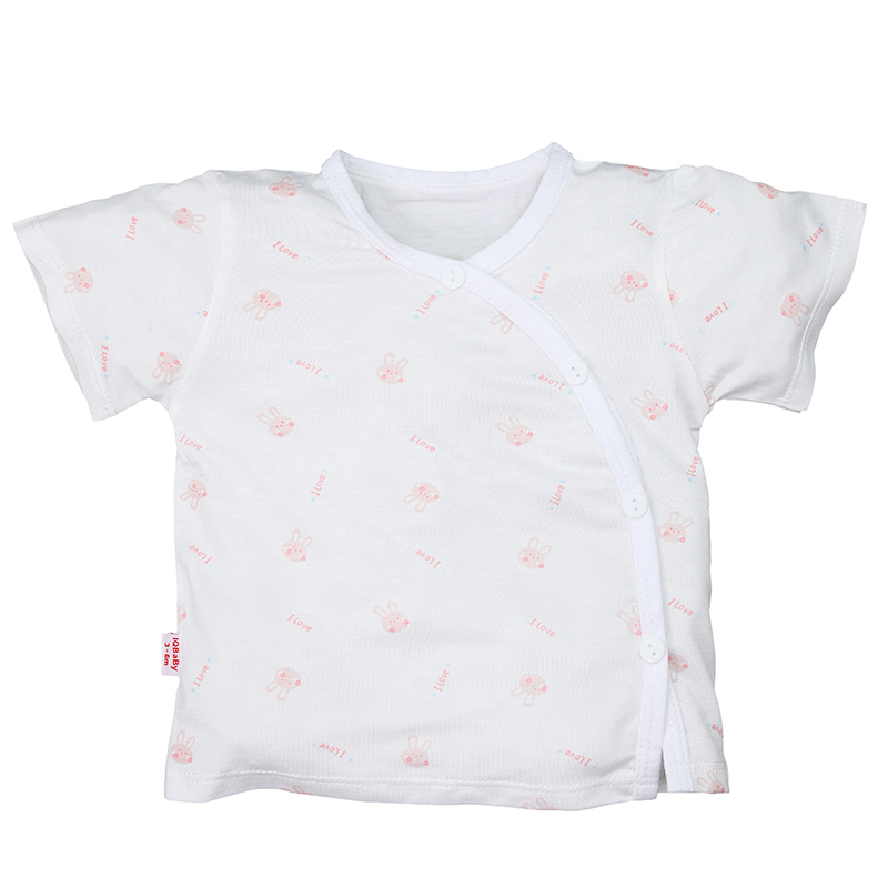 Bộ tay ngắn IQ baby visco cúc lệch in gấu màu nâu 14