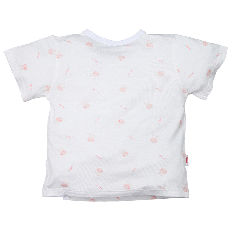 Bộ tay ngắn IQ baby visco cúc lệch in gấu màu nâu 15