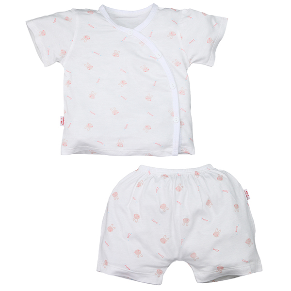 Bộ tay ngắn bé gái IQ baby visco hồng
