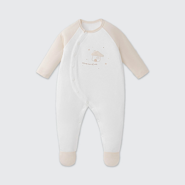 Body liền tất unisex La Pomme petit trắng be