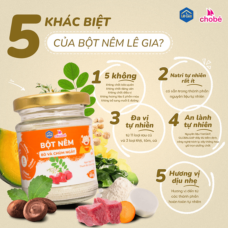 Bột nêm Lê Gia vị bò và chùm ngây hũ 60g (từ 6 tháng) 4