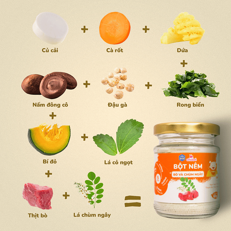 Bột nêm Lê Gia vị bò và chùm ngây hũ 60g (từ 6 tháng) 6