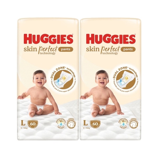 Combo 2 Tã quần Huggies Skin Perfect size L - Giao bao bì cộng miếng ngẫu nhiên