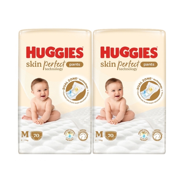 Combo 2 Tã quần Huggies Skin Perfect size M - Giao bao bì cộng miếng ngẫu nhiên