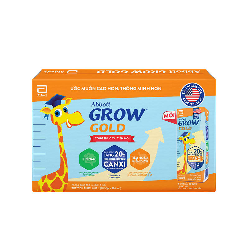 Combo 2 thùng 48 hộp sữa pha sẵn Abbott Grow Gold hương vani 180 ml (từ 1 tuổi) - Giao bao bì ngẫu nhiên 10
