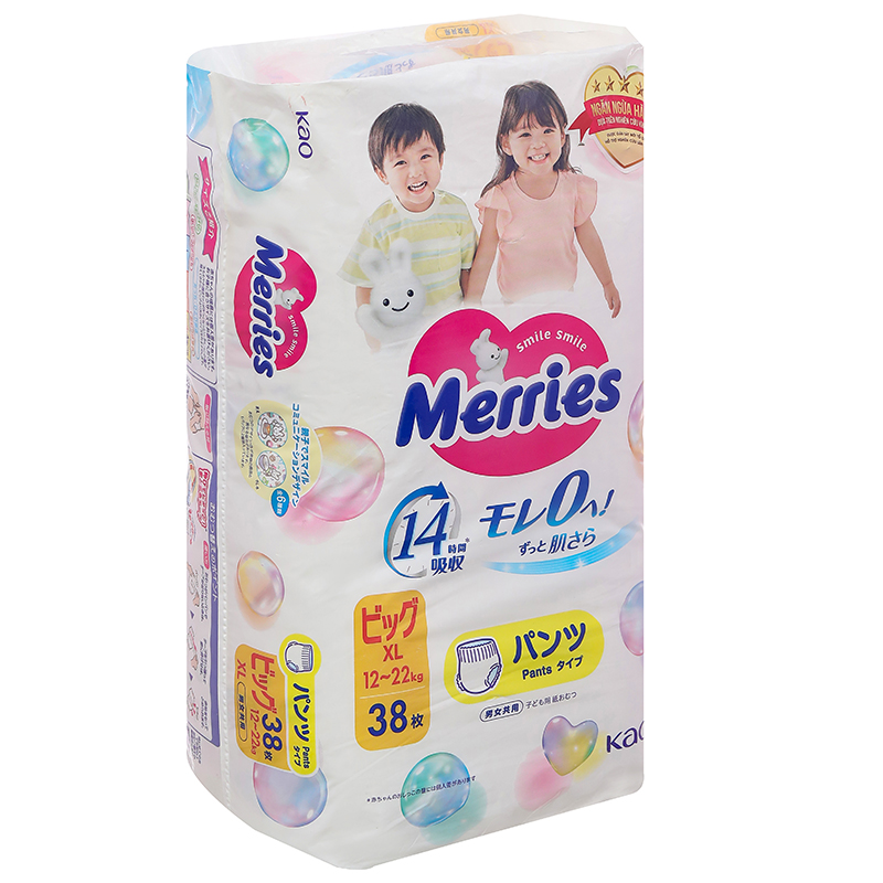 Tã quần Merries size XL 38 miếng (12 - 22 kg) - Mẫu mới 20