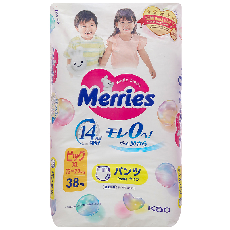 Tã quần Merries size XL 38 miếng (12 - 22 kg) - Mẫu mới 21