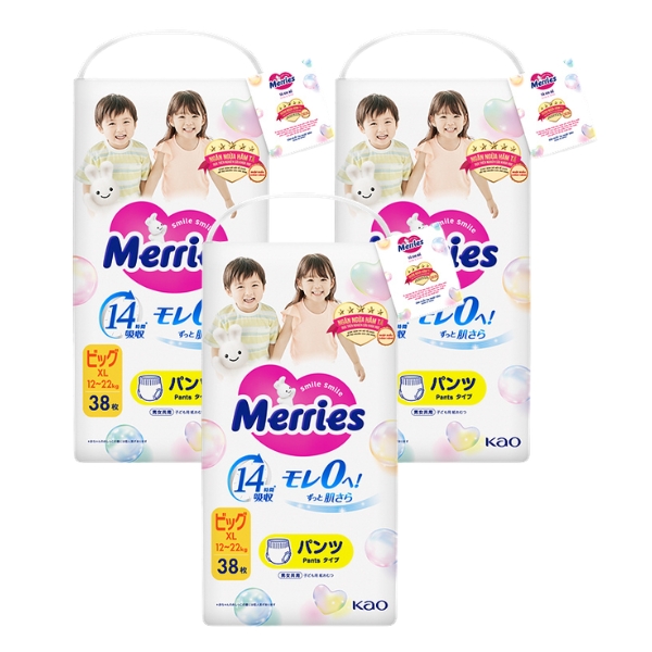 Tã quần Merries size XL 38 miếng (12 - 22 kg) - Mẫu mới 18