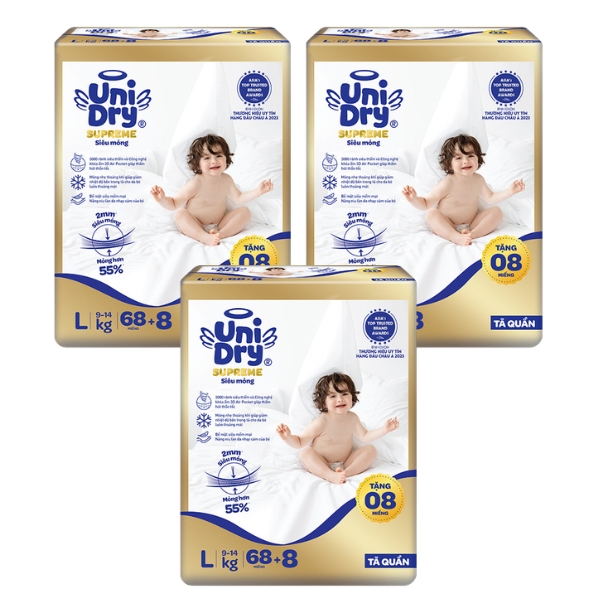 Combo 3 Tã quần Unidry Supreme Thin & Soft size L