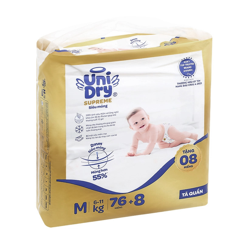 Combo 3 Tã quần Unidry Supreme Thin & Soft size M 76 + 8 miếng (6 - 11 kg) 3