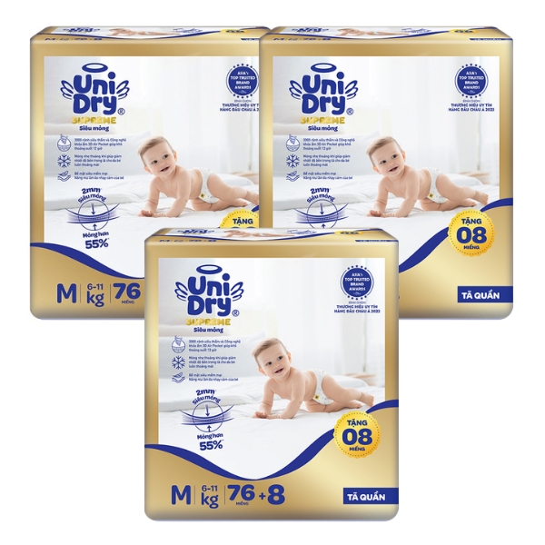 Combo 3 Tã quần Unidry Supreme Thin & Soft size M