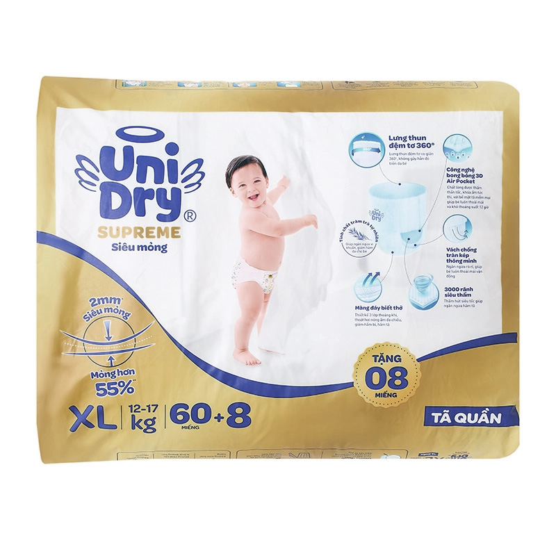 Combo 3 Tã quần Unidry Supreme Thin & Soft size XL 60 + 8 miếng (12 - 17 kg) 2