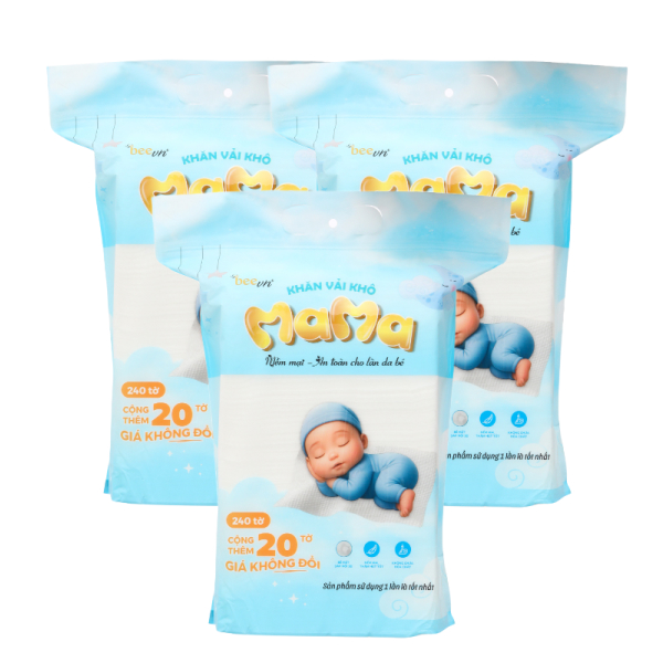 Combo 3 túi khăn vải khô đa năng Mama không mùi